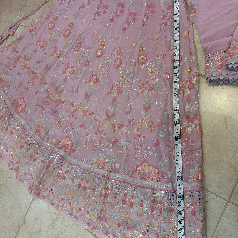Embroidered Pink Lehenga Set - Picture 9 of 15